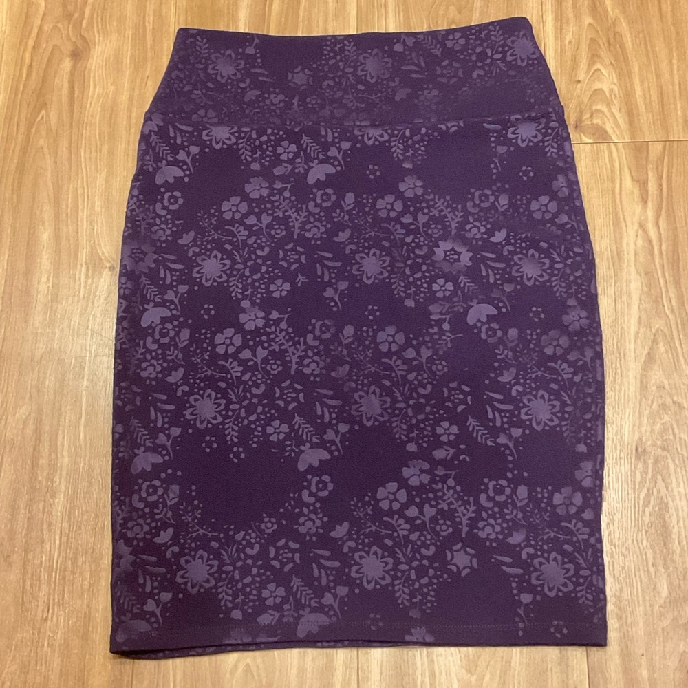 LuLaRoe Purple Floral Pencil Cassie Skirt